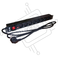 Блок распределения питания Lanmaster TWT-PDU19-16A8P-3.0 гор.размещ. 8xSchuko базовые 16A C14 3м
