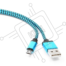 Кабель Gembird USB 2.0 Cablexpert CC-mUSB2bl1m, AM/microBM 5P, 1м, нейлоновая оплетка, алюминиевые разъемы, синий, пакет