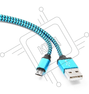 Кабель Gembird USB 2.0 Cablexpert CC-mUSB2bl1m, AM/microBM 5P, 1м, нейлоновая оплетка, алюминиевые разъемы, синий, пакет