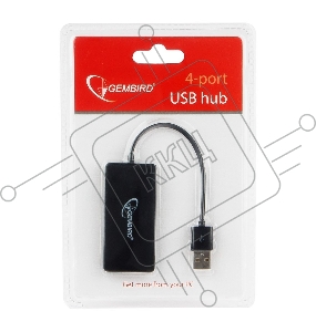 Концентратор USB 2.0 Gembird UHB-U2P4-03, 4 порта, блистер