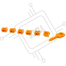 Комплект заглушек порта RJ-45 (6 шт.) + ключ, оранжевый