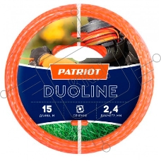 Леска для садовых триммеров Patriot Duoline d=2.4мм L=15м