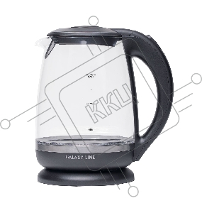 Чайник электрический GALAXY LINE GL 0559, черный, стекло, 2200 Вт, 2 л, скрытый нагревательный элемент из нержавеющей стали AISI 304, LED-подсветка, шкала уровня воды, корпус из термостойкого стекла