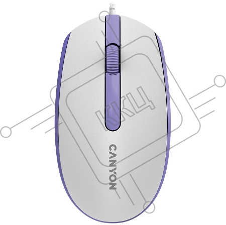 Мышь Canyon Wired  optical mouse with 3 buttons, DPI 1000, with 1.5M USB cable,White lavender, 65*115*40mm, 0.1kg