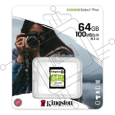 Флеш карта SDHC 64Gb Class10 Kingston <SDS2/64GB>, Canvas Select 100R CL10 UHS-I