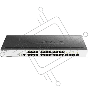 Коммутатор  D-Link DGS-3000-28X/B, L2 Managed Switch with 24 10/100/1000Base-T ports and 4 10GBase-X SFP+ ports.16K Mac address, 802.3x Flow Control, 4K of 802.1Q VLAN, VLAN Trunking, 802.1p Priority Queues, Tra