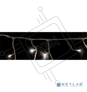 Новогодние светоукрашения Гирлянда Айсикл (бахрома) светодиодный, 1,8 х 0,5 м, белый провод, 220В, диоды белые 255-025