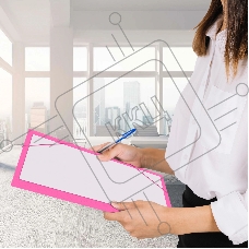 Папка на резинке Бюрократ Double Neon DNE510PINK A4, пластик, корешок 30мм, 0.5мм, розовый