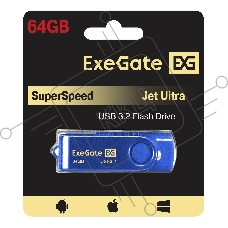 Exegate EX302060RUS USB-флеш накопитель ExeGate Jet Ultra 64GB синий (USB3.0/=USB3.1 Gen1/=USB3.2 Gen1 5Gbps, пластик/металл)