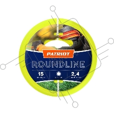 Леска для триммеров PATRIOT Roundline D 2,4мм L 15м  круглая, желтая 240-15-1