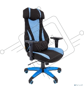 Геймерское кресло Chairman game 14 чёрное/голубое (ткань, пластик, газпатрон 3 кл, ролики, механизм качания)