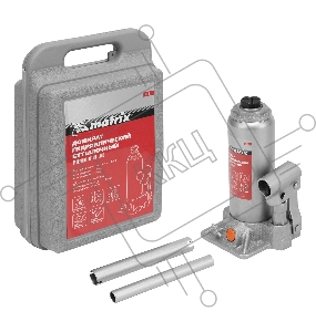 Домкрат гидравлический бутылочный, 4 т, h подъема 194–372 мм, в пласт. кейсе// Matrix