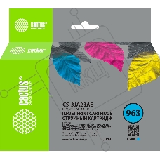 Картридж струйный Cactus CS-3JA23AE 963 голубой пигментный (11 мл) для HP OfficeJet 9010/9012/9013/9014/9015/9016/9019/9020/90254