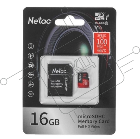 Флеш-накопитель NeTac Карта памяти Netac MicroSD card P500 Extreme Pro 16GB, retail version w/SD adapter