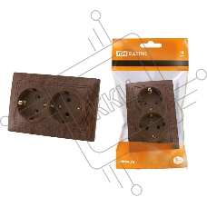 Розетка ТДМ Таймыр SQ1814-0314  двойная 2П+З 16А 250В ЭКО бук