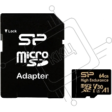 Флеш карта microSD 64GB Silicon Power  microSDHC Class 10 UHS-I A1 V30 U3 (SD адаптер) 100MB/s