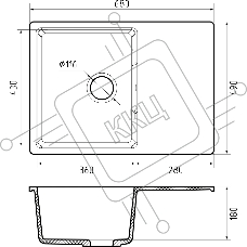 Мойка URBAN 668L gray 1-чаша+крыло 680*490мм, монтаж: врезной, материал: кварц, цвет: серый