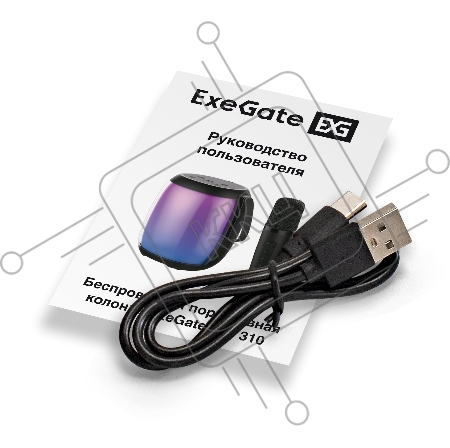 Караоке-система ExeGate Bro 310 (BT-колонка с беспроводным микрофоном и RGB подсветкой, 10Вт, 80-15000Гц, Bluetooth, Li-Ion, 1200mAh, FM 87.5MHz-108MHz, с поддержкой USB и TF/microSD карт, 3,5mm audio jack, зарядка USB Type-C, Color Box)