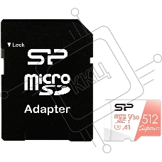 Флеш карта microSD 512GB Silicon Power Superior A1 microSDXC Class 10 UHS-I U3 100/80 Mb/s (SD адаптер)