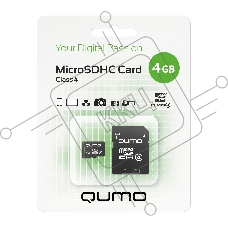Флэш карта QUMO QM4GMICSDHC4 4Gb MicroSDHC Class 4, SD adapter