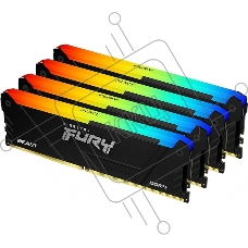 Оперативная память Kingston Fury Beast, DDR4, 128Gb (4x32Gb), 3600MHz, CL18, DIMM, RGb, радиатор, черный