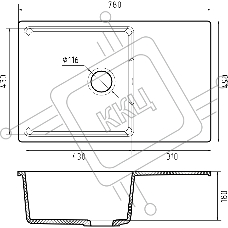 Мойка URBAN 678L black 1-чаша+крыло 780*490мм, монтаж: врезной, материал: кварц, цвет: черный