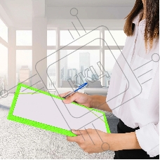 Папка на резинке Бюрократ Double Neon DNE510LETT A4, пластик, корешок 30мм, 0.5мм, салатовый