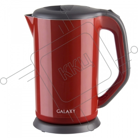 Чайник электрический GALAXY GL 0318, красный, пластик, двойная стенка из нержавеющей стали AISI 304 и пищевого пластика, 2000 Вт, 1,7 л, индикатор работы, указатель максимального уровня воды