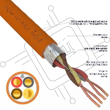 Кабель огнестойкий REXANT КПСЭнг(А)-FRLS 2x2x0,75 мм², бухта 200 м