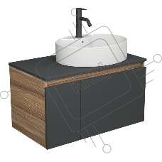 Комплект для ванной, 3 предмета (Тумба подвесная Bau Blackwood 80 графит + Раковина BAU 51х41, с отв. под см-ль, Смеситель Dream Black, черный)