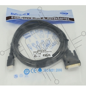 Кабель HDMI/DVI-D 3м SIEMAX 19M - DVI Dual Link, черный