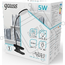 Светильник Gauss GTL205 (GT2052) настольный на прищепке LED черный 5Вт