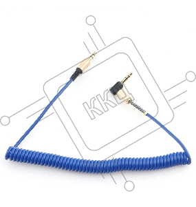 Кабель аудио 90˚ спиральный Cablexpert CCAB-02-35MMLC-1.8MU. 3.5 джек (M)/3.5 джек (M), синий, 1.8м, блистер