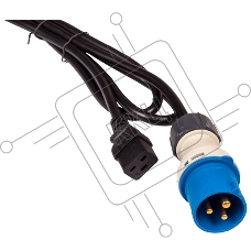 Шнур питания LANMASTER C19-I309 Male, 3х2.5, 220В, 16А, черный, 2.5 м.