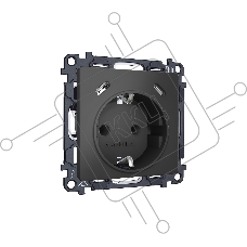 Комплект механизма электрической розетки 2USB С+C 20W с/з на винтовых зажимах 16A-250V ALFA Графит мягкое касание QUANT (AP9105, VM165) MA910510