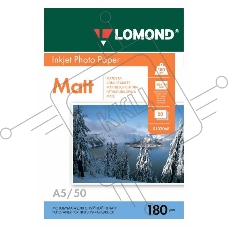 Фотобумага Lomond 0102068 A5/180г/м2/50л./белый матовое для струйной печати