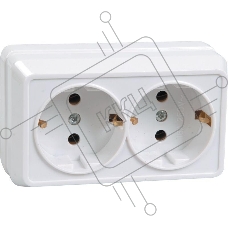 Розетка Iek ERO21-K33-16-DC РС22-3-ОКм 2местн. с з/к 16А откр.уст. ОКТАВА (кремовый)