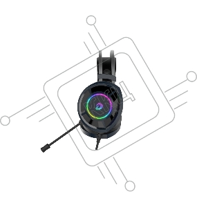 Гарнитура игровая проводная EH469 Black (черный), подсветка RGB, подключение USB, кабель 2.4м