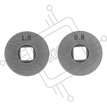 Подающий ролик, V профиль под стальную проволоку 0,8-1мм, посадка квадрат, 2 шт// Denzel