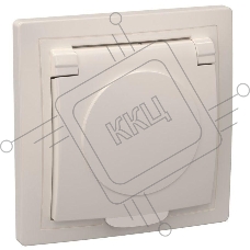 Розетка 1-м СП Кварта 16А РСб10-3-ККм с защ. крышкой с заземл. IP20 крем. ИЭК ERK15-K33-16-DM