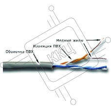 Кабель информационный Lanmaster TWT-5EUTP2-GY кат.5 U/UTP 2X2X24AWG PVC внутренний 305м серый