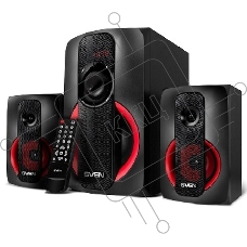 Колонки SVEN AC MS -304, черный Акустическая система, беспроводная передача сигнала по Bluetooth, суммарная мощность (RMS), Вт - 40, выходная мощность (RMS), Вт - сабвуфер: 20, сателлиты: 20 (2 х10), частотный диапазон, Гц - сабвуфер: 40 – 150, сателлиты: