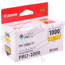Картридж струйный Canon PFI-1000 Y жёлтый (80 мл.) для Canon IJ SFP PRO-1000 WFG