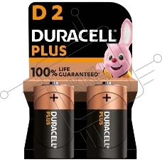 Батарейка Duracell Plus LR20 D BL2 Alkaline 1.5V (2/20) (2 шт.)