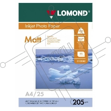 Фотобумага Lomond 0102124 A4/205г/м2/25л./белый матовое для струйной печати