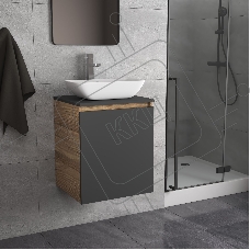 Тумба Bau Dream Blackwood 50 графит, раковина BAU Spectrum mini 47х24 смеситель для раковины высокий Hotel Still, нержавеющая сталь