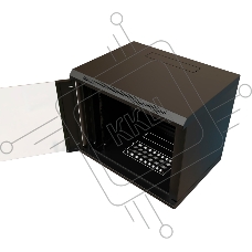Шкаф коммутационный WRline (WR-TW-1566-GP-RAL9004) настенный 15U 600x600мм пер.дв.стекл 2 бок.пан. 60кг черный 520мм 775мм IP20 сталь