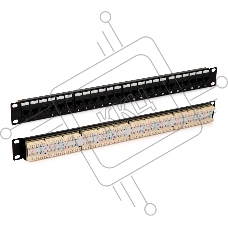 Патч-панель 19дюйм 1U RJ45 кат.5e 24 порта PP3-19-24-8P8C-C5E-110D черн. Hyperline 246095