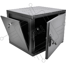 Шкаф телекоммуникационный настенный разборный ЦМО 9U (600 x 650) съемные стенки, дверь металл, черный (ШРН-М-9.650.1-9005)