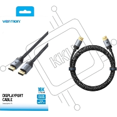 Кабель Vention DisplayPort v2.1 20M/20M - 1м Тканевая оплетка